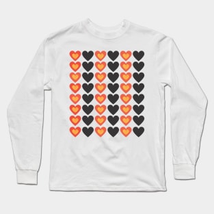 Red & Black, Multicolored Hearts Long Sleeve T-Shirt